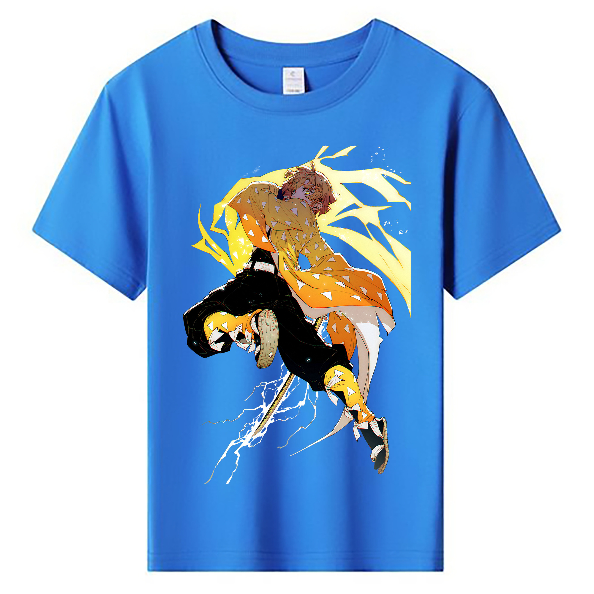 （画像用） 鬼滅の刃（きめつのやいば）我妻 善逸／あがつま ぜんいつ Agatsuma Zenitsu 綿100％キッズTシャツ（フロントプリント）